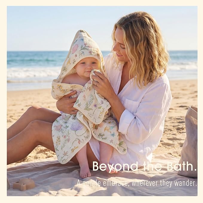 4-Piece Ultra Soft Muslin Baby Towel Set - Ideal for Bath & Beach, (32x32 inches)