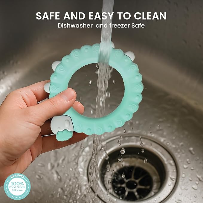 Lulyboo Baby Silicone Sheep Teether - Soft, Non-Toxic, BPA-Free, Easy-Grip, Freezer Safe, Recyclable Teething Toy for Gums Relief & Self-Soothing (0-12 Months)