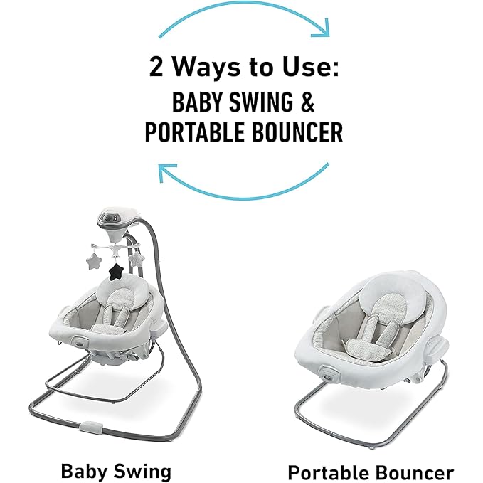Graco DuetConnect LX Portable Baby Swing and Bouncer, Multi-Direction Baby Bouncer Seat, Multiple Swing Speeds, Redmond