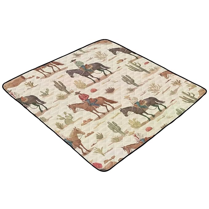 Cactus Cowboys Baby Playmat Washable Playroom Crawling Mat Non-Slip Play Mats for Floor 50x50 Playpen Mat
