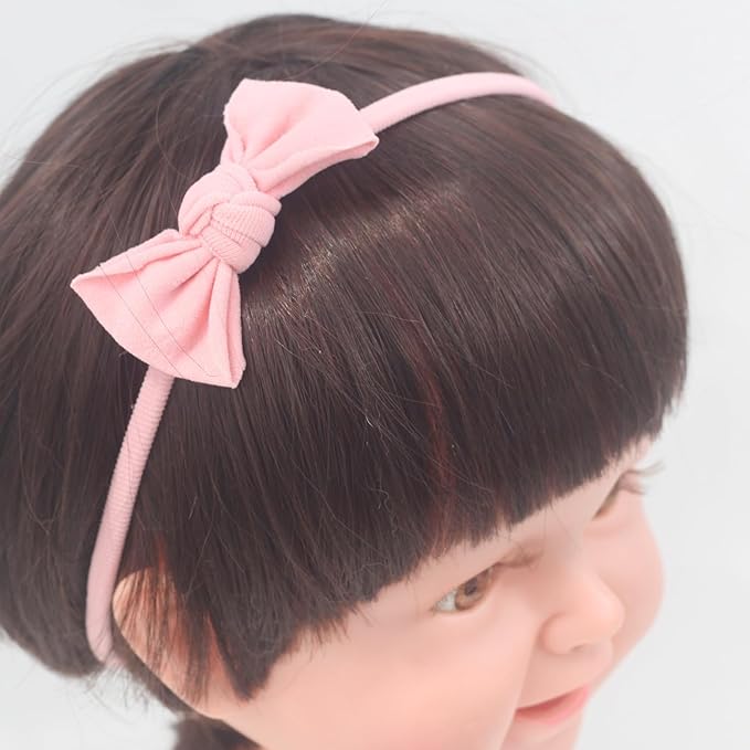 Nihao Baby Red white Pink Headband for Baby Girls Newborn Bows -3 PCS