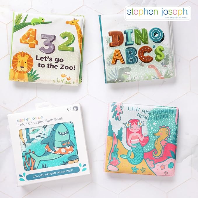 Stephen Joseph, Floating Color Changing Bathtime Book, Toddler Bath Toys, Shark