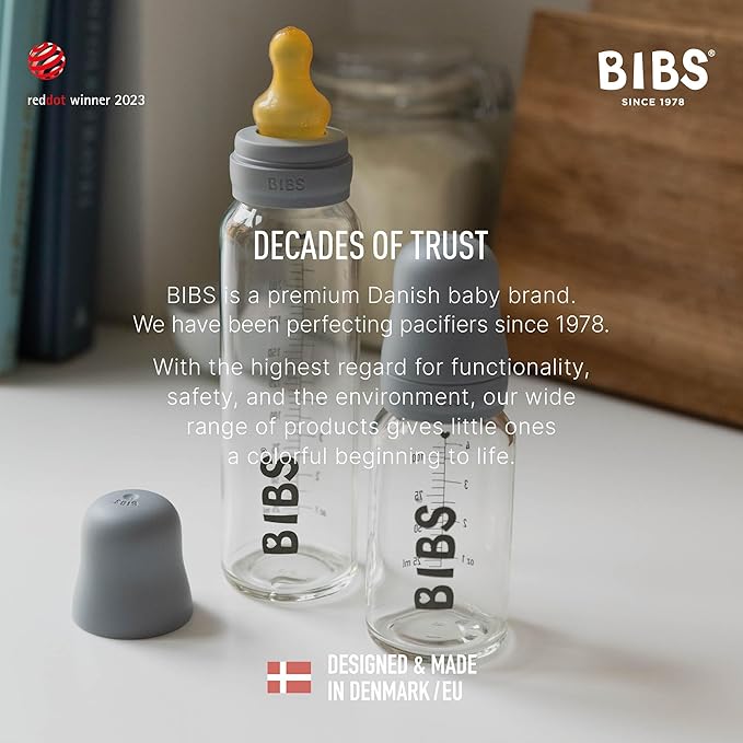 BIBS Bottle Kit - Part of Set. Mix and Match with BIBS Glass Bottles in Different Sizes, Bottle Kit Color - Part of Set, Baby Blue