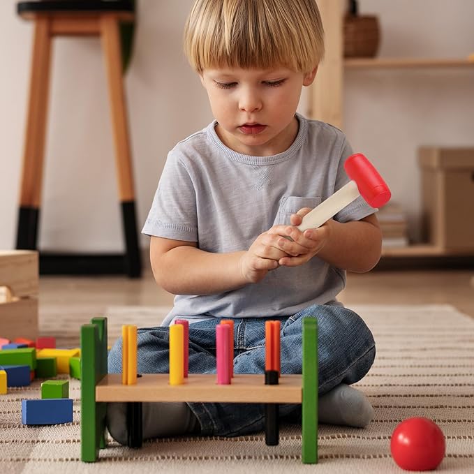 1Pcs Toy Hammer Simulation Wooden Hammers Plastic Toddler Hammer SmallPortable Kids Maintenance Tools Toys Pretend Fake Mallet Hammers for Boys Girls
