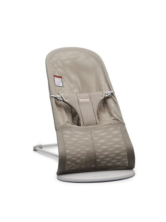 BabyBjörn Bouncer Bliss, Mesh, Gray Beige 2-in-1 Adjustable Baby Bouncer Seat and Toddler Chair, Newborn to Toddler (8-29 Lbs), 4 positions, Lightweight & Portable