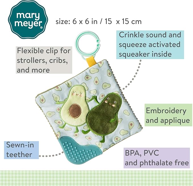Mary Meyer, Toy Teether Crinkle Yummy Avocado