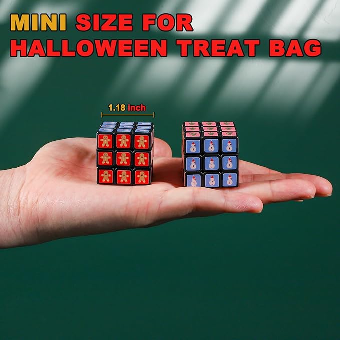 48 Pcs Mini Cubes Bulk, Christmas 1.18 Inch 3x3x3 Puzzle Cube Set, Stocking Stuffers for Kids, Birthday Party Favors, Classroom Prizes, Stress Relief Fidget Toys, Easter Basket Fillers