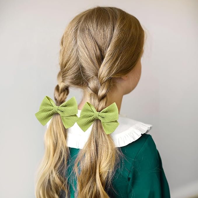 Oaoleer 40Pcs 3Inch Hair Bows for Toddler Girls, Velvet Neutral Pigtail Bows Alligator Clips Hair Barrettes Accessories for Baby Little Girls Kids