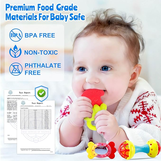 Baby Toys 0-6 Months - Baby Rattles Teething Toys 3-6 Month Infant Toys 6-12 Months Teether Toy 3 4 5 6 Month Old Newborn Essentials Must Haves Wrist Socks Toddler Stocking Stuffers Christmas Gifts