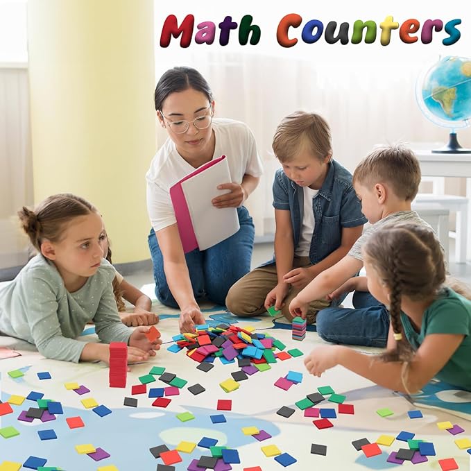 Coopay 500 Pcs Foam Square Color Tiles, Math Counters, Sorting Colored Foam Squares Math Counting Manipulatives, Game Tokens, Bingo Chips, Classroom Crafts for Kids Learning Development Toys