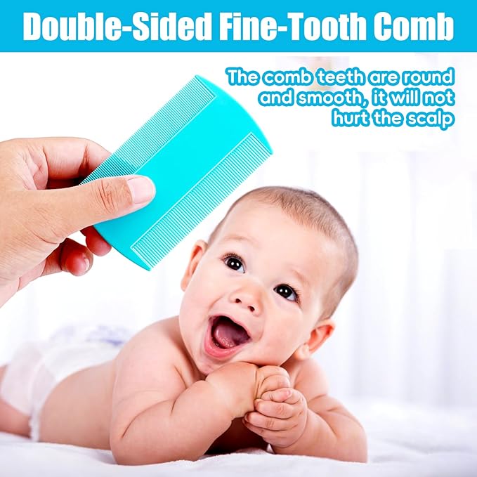 Cradle Cap Brush for Babies, 5Pcs Cradle Cap Treatment Set with Soft Bristle Brushes Silicone Scrubber Fine-Tooth Comb for Newborn Bathing Essentials Baby Brush and Comb Set (Blue)