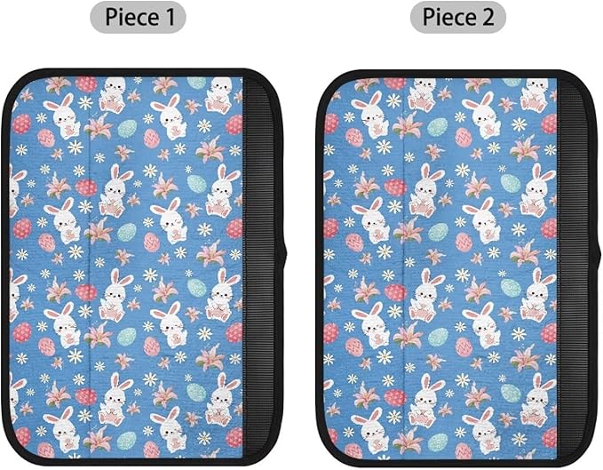 Easter Shoulder Protectors Set of 2 Bunny Seat Belt Covers Cushion Lily Shoulder Strap Pad Eggs Car Safety Seat Belt Strap Shoulder Pad Compatible with All Cars and Backpack for Adults Youth