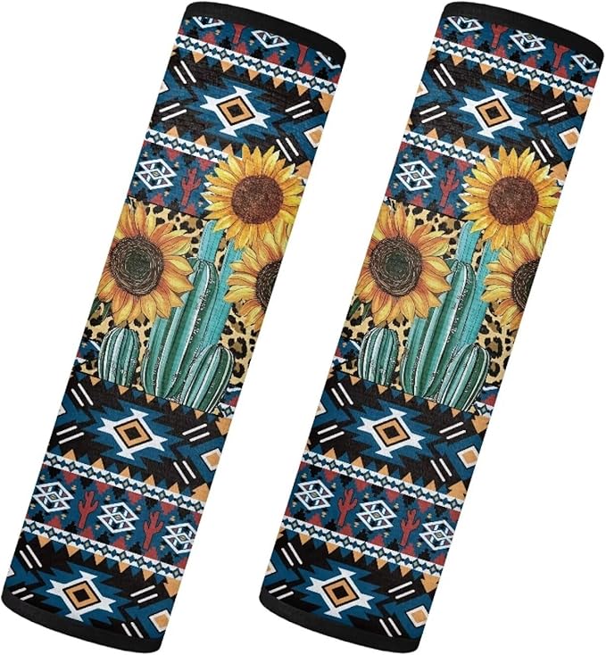Seat Belt Cover Pad 2 Packs Shoulder Strap Pad Sunflower Easy to Install Seat Belt Cushions Pads for Car Truck SUV Airplane Backpack Straps Birthdays Gifts Neighbors