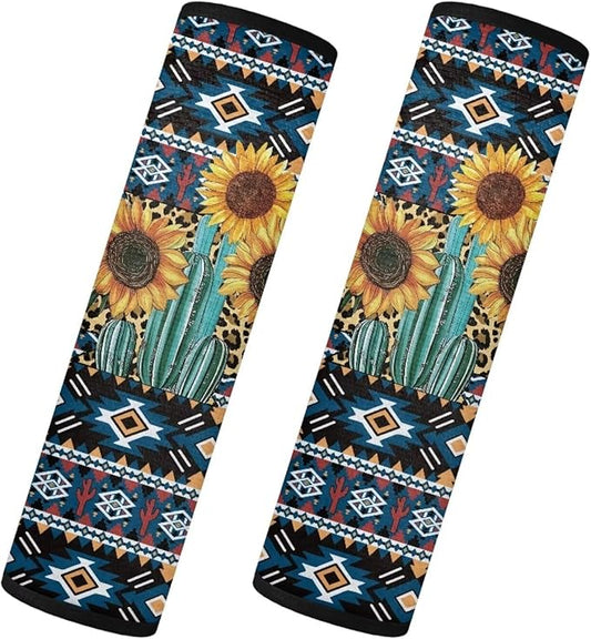 Seat Belt Cover Pad 2 Packs Shoulder Strap Pad Sunflower Easy to Install Seat Belt Cushions Pads for Car Truck SUV Airplane Backpack Straps Birthdays Gifts Neighbors