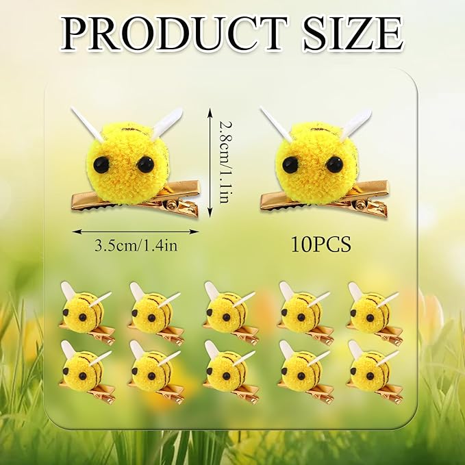 10 Pcs Bee Hair Clips Women Bangs Alligator Clips Spring Themed Birthday Decoration Accessories Animal Daily Hairpins Bobby Pins