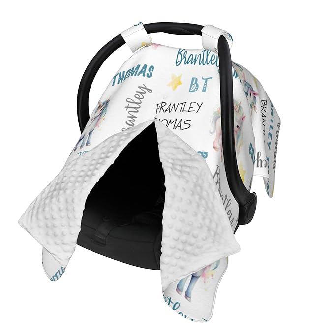 Personalized Winter Baby Car Seat Cover with Name Horse Winter Car Seat Cover for Baby Seat or Stroller Custom Infant Car Seat Covers Minky Blankets Nursing Cover Breastfeeding Scarf