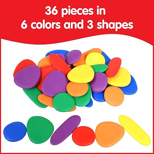 Rainbow Pebbles - Junior - Mini Jar - Ages 18m+ - The Original Sorting and Stacking Stones - First Counting and Sorting Toy