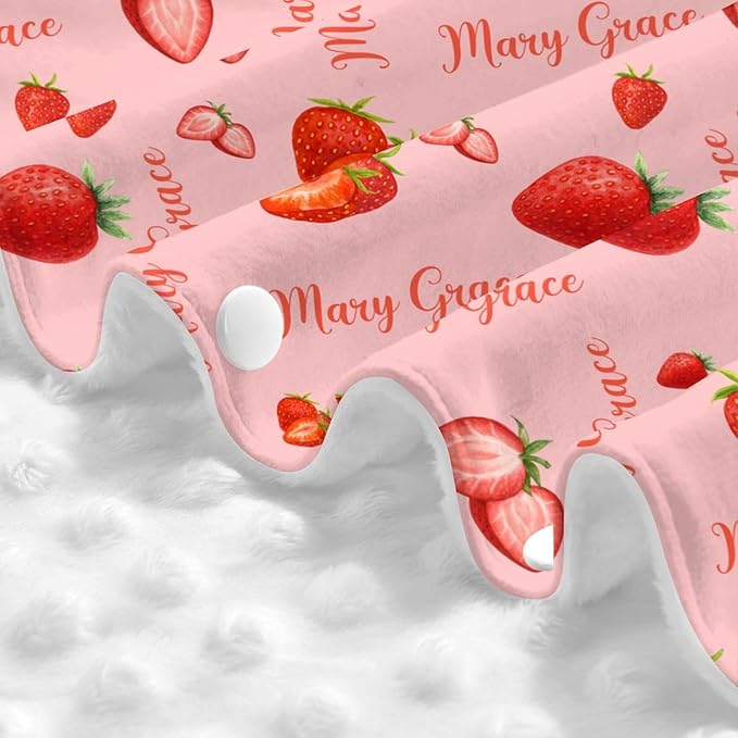 Personalized Strawberry Baby Car Seat Canopy for Girls – Custom Name Minky Nursing Cover, Infant Carseat Canopy, Opening Breastfeeding Stroller Cover for Newborn Baby Gift