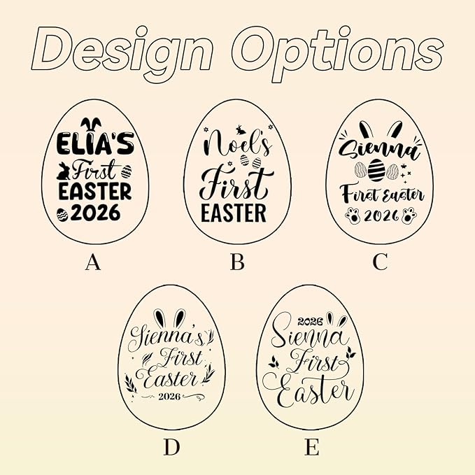 Custom Musical Easter Egg Shaker with Engraved Name, First Easter Gifts for Baby 2026, Wooden Easter Egg Basket Stuffers for Kids, Fake Eggs for Egg Hunt Prize Decor Party Baptism Gift