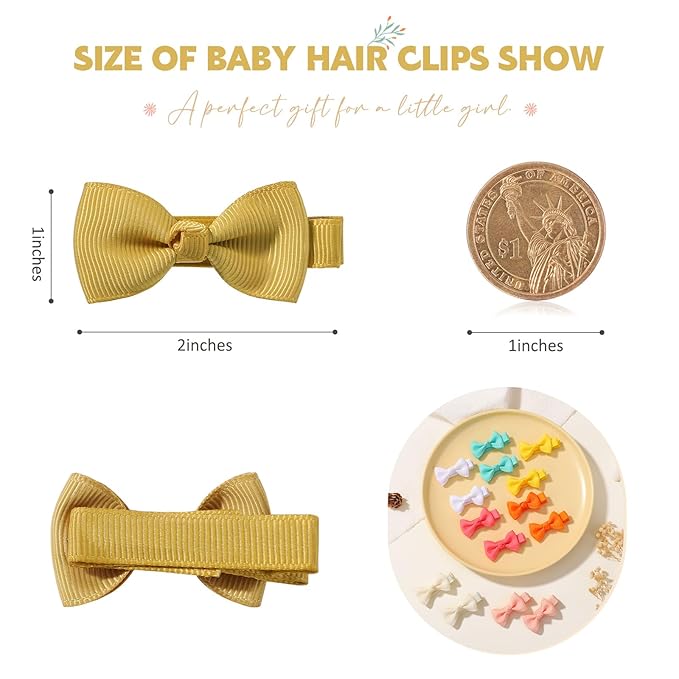 YHXX YLEN 60 PCS Hair Accessories - 2 Inch Fully Lined Non-Slip Bows for Babies, Toddlers and Newborns (30 Color Pairs)