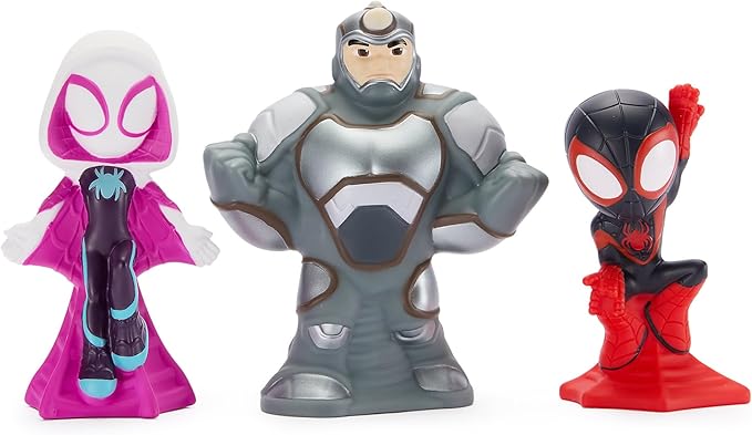 Disney Store Official Spidey and His Amazing Friends Bath Toys Set - Includes 5 Detailed Toys with a Straining Storage Bucket - Bath Time Fun and Water Play Set for Kids