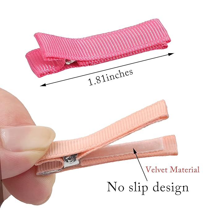 Qearl Baby Hair Clips Barrettes for Fine Hair, Tiny 1.8" Fully Lined Clips Tiny Hair Clips for Baby Girls Infant 50PCS (25Colors in Pairs)