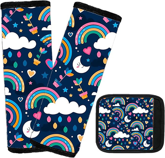 Car Seat Shoulder Strap Pads Carseat Strap Pad for Babies,Kids Soft Cushion ComfortSeat Strap Covers for Stroller，High Chair,Bogg Bag for Car Accessories (Rainbow)