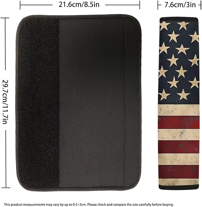 Biyejit USA American Flag Car Seat Belt Pads, 2 Pack Seatbelt Shoulder Strap Covers, More Comfort Driving & Protect Your Neck, Universal Safety Strap Cover for Auto SUV Truck Airplane Backpack