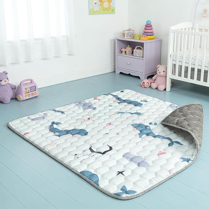 ENVTEK Baby Play Mat for Floor Playpen - 50" X 50" Playpen Mat,Thick One-Piece Crawling, Odorless Floor Mat, Non-Slip Cushioned Baby Playmat for Infants,Babies,Toddlers. Foldable and Machine Washable