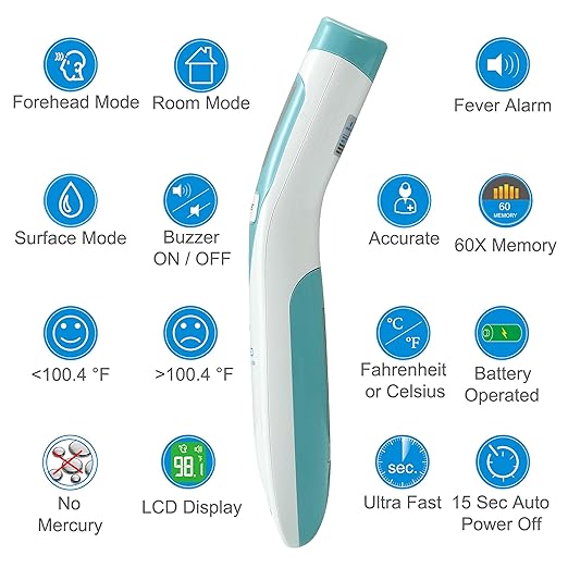 3-Pack Bundle Amplim Touchless Infrared Digital Forehead Thermometer