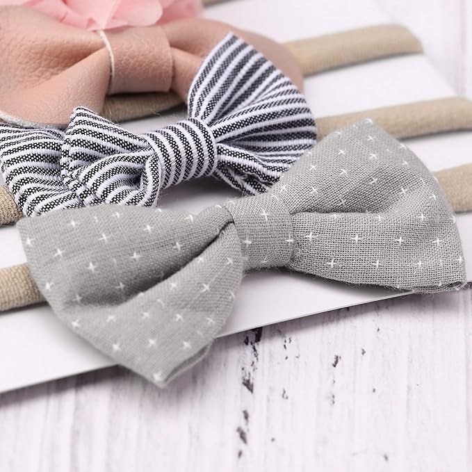 BQUBO Baby Girl Headbands with Bows Nylon Hairbands Handmade Hair Accessories for Newborn Infant Toddlers 10 Pack
