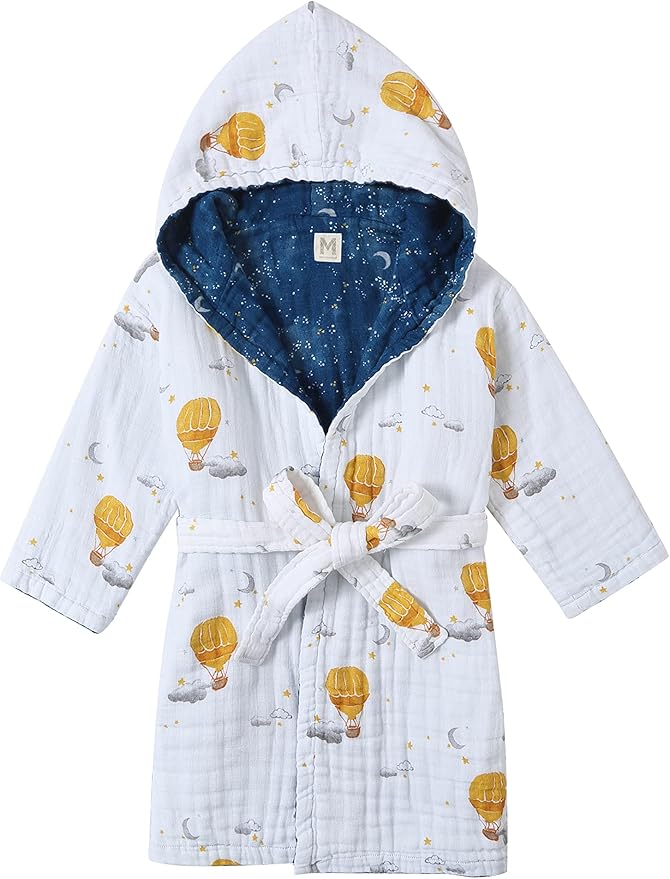 Malabar Baby Organic Cotton Muslin Wearable Hooded Towel, Bath, Pool & Beach Cover-up for Size 3-4 Years - Mystical Night
