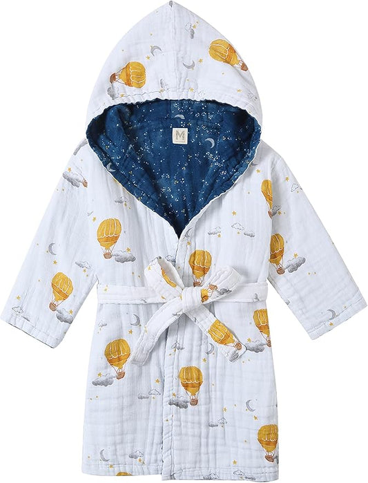 Malabar Baby Organic Cotton Muslin Wearable Hooded Towel, Bath, Pool & Beach Cover-up for Size 3-4 Years - Mystical Night
