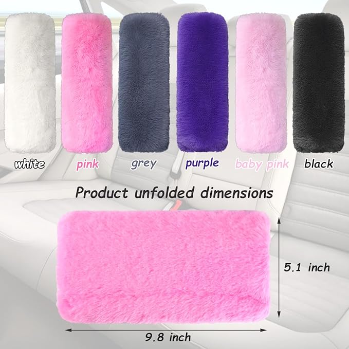 2-Pack Soft Plush Seatbelt Covers for Kids - Comfortable Seat Belt Cushion for Newborns - Car Seat/Stroller Strap Accessories - Enhanced Driving Comfort & Protection (White)