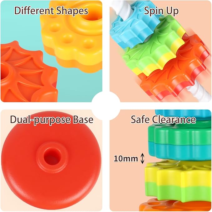Baby Spinning Stacking Toys for Toddlers 1-3, Spinner Ring Stacker, Montessori Toys for Babies 6-12-18 Months, Autism Sensory Learning Toy, 1 2 3 Year Old Girl or Boy Christmas Birthday Gifts