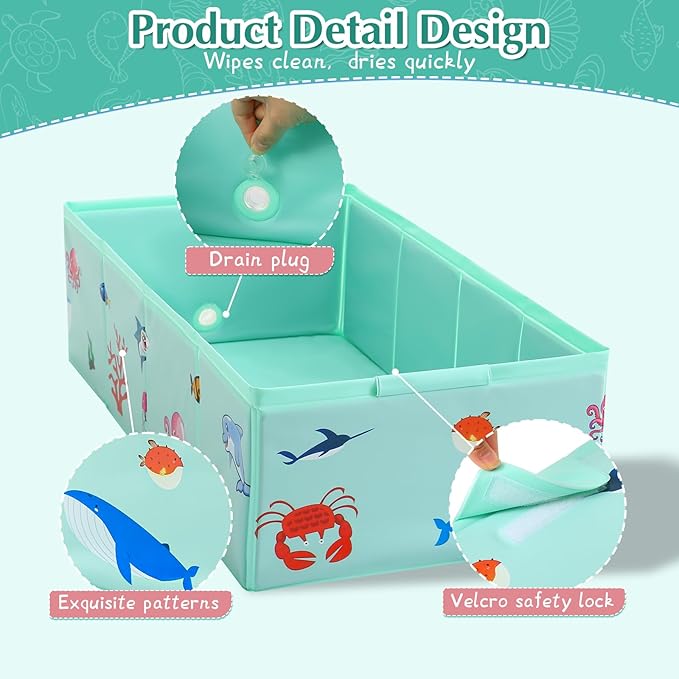 Collapsible Baby Bathtub, Portable Foldable Travel Baby Bath for Infant Toddler, Converts Shower to Tub, No Assembly Folds Flat for Storage, 6M-5 Years, Green