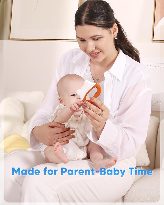Water-Filled Freezable Baby Teether – Cooling Teething Toy for Babies 3+ Months, Gentle Comfort for Sore Gums, Includes Reusable Freezer Bags – Frog Orange