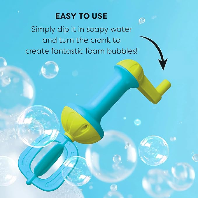 HABA Toddler Bath Toys: Bubble Bath Kids Whisk - for Kids' Sensory Play, Motor Skills, and Bath Time Fun, Blue