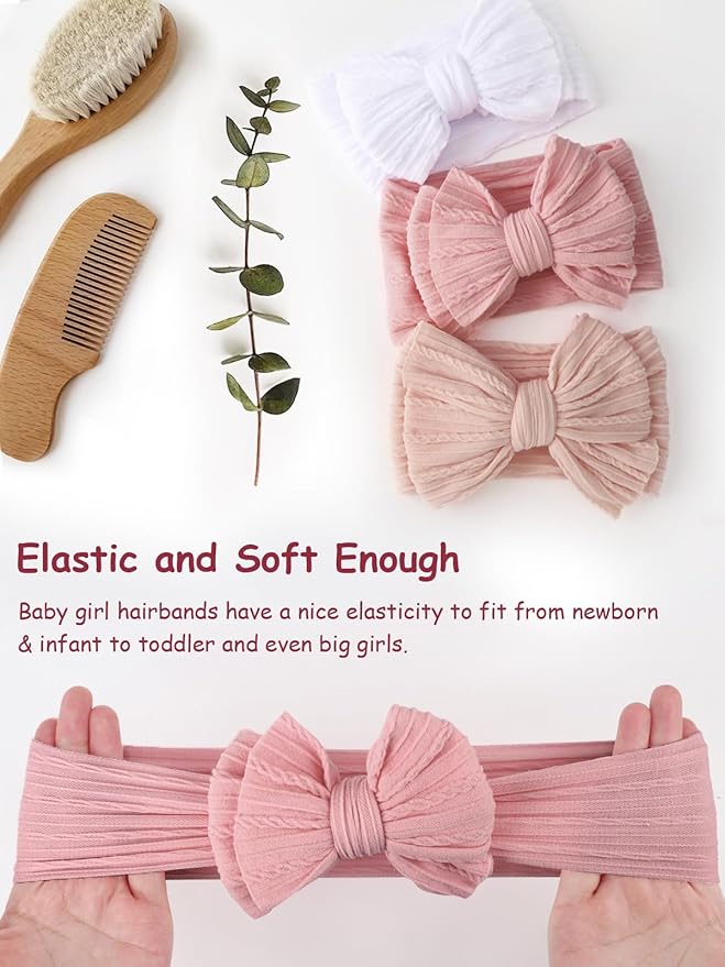 AQOKKA Baby Bows Headbands Nylon Baby Girl Headbands Soft Handmade Hairbands Toddler Hair Accessories for Girls Baby Newborn Infant Kids
