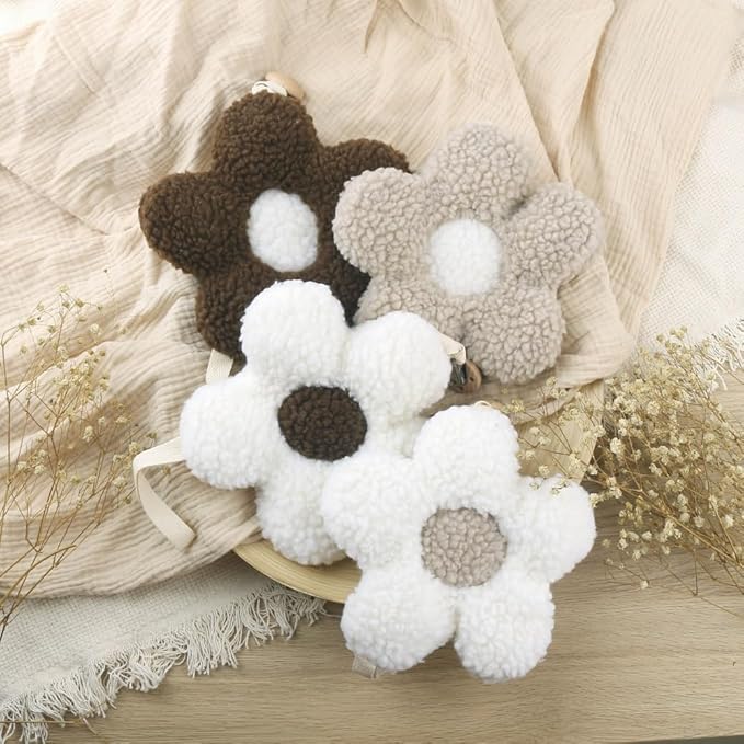 Baby Daisy Pacifier Clip Holder,Light and Soft Dummy Holder Binky Holder Handmade 2 Pack