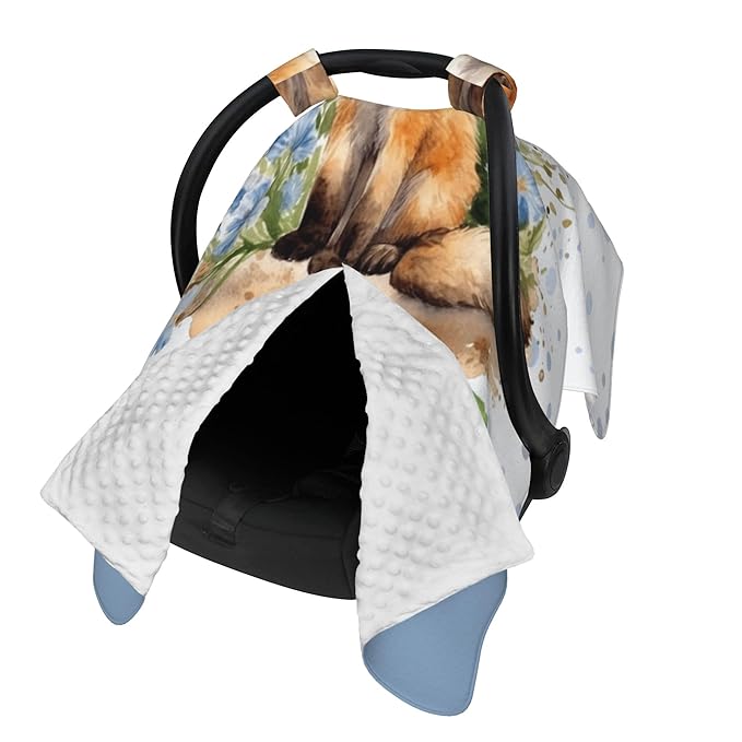 Personalized Baby Car Seat Cover Winter Custom Minky Carseat Cover Boy Girls with Name Fox Carseat Canopy Customized Car Seat Canopy Infant Carrier Covers Nursing Cover Toddler Blanket