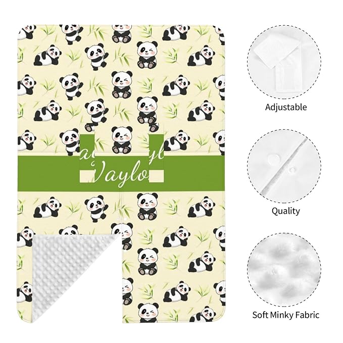 Personalized Name Car Seat Covers for Baby Girls Boys, Custom Cute Panda Baby Carseat Canopy, Nursing Cover for Breastfeeding, Strollers Car Seat Canopies for Babies Infant Newborn
