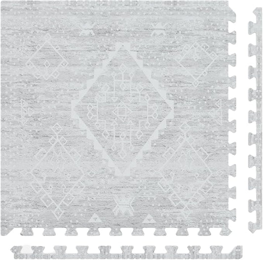 House of Noa Play Mat – 4x8 Gray Ula – Set of 8 Tiles – Cushioned EVA Foam Play Mat for Floor, Soft Interlocking Mats for Hard Floors