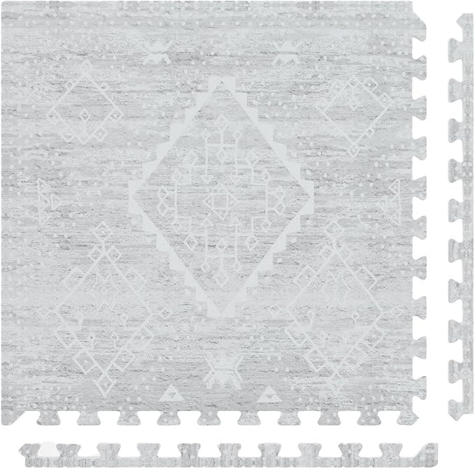 House of Noa Play Mat – 4x6 Gray Ula – Set of 6 Tiles – Cushioned EVA Foam Play Mat for Floor, Soft Interlocking Mats for Hard Floors