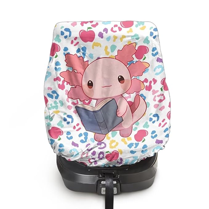 XYZCANDO Axolotl Carseat Cover for Baby Girl Kawaii Print Car Seat Covers for Babies Easy to Install Baby Car Seat Sun Shade Cover UV Rays Protective Car Seat Protector Gift for Holiday