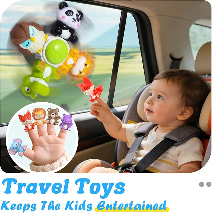3PCS Cute Safari Animals Suction Spinner Toys for Babies, Detachable Soft Animal Figurines Finger Puppet, Bath Toy for Toddler Ages 1-3, Montessori Toys Birthday Gifts for Boys and Girls 12 Months+