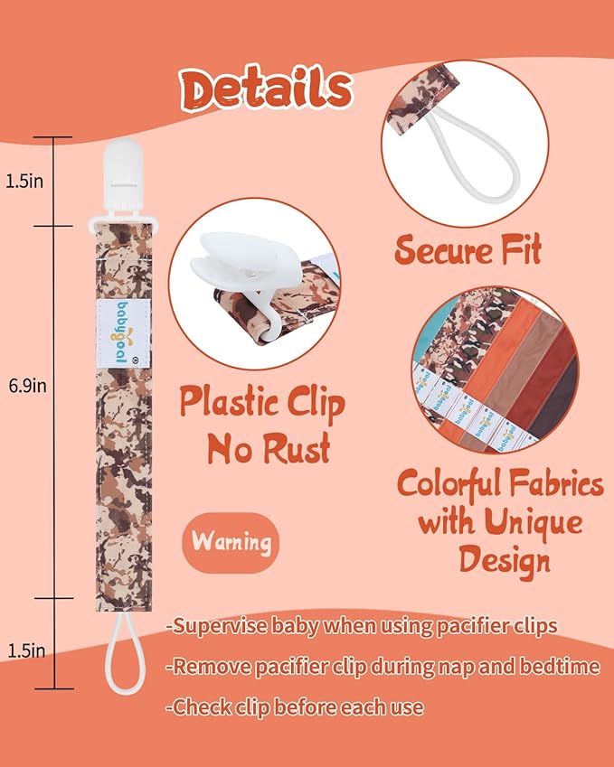 babygoal Baby Pacifier Clips 8 Pack, Pacifier Holder Clip for Boys and Girls Fits Most Pacifier and Binkies-Neutral Color
