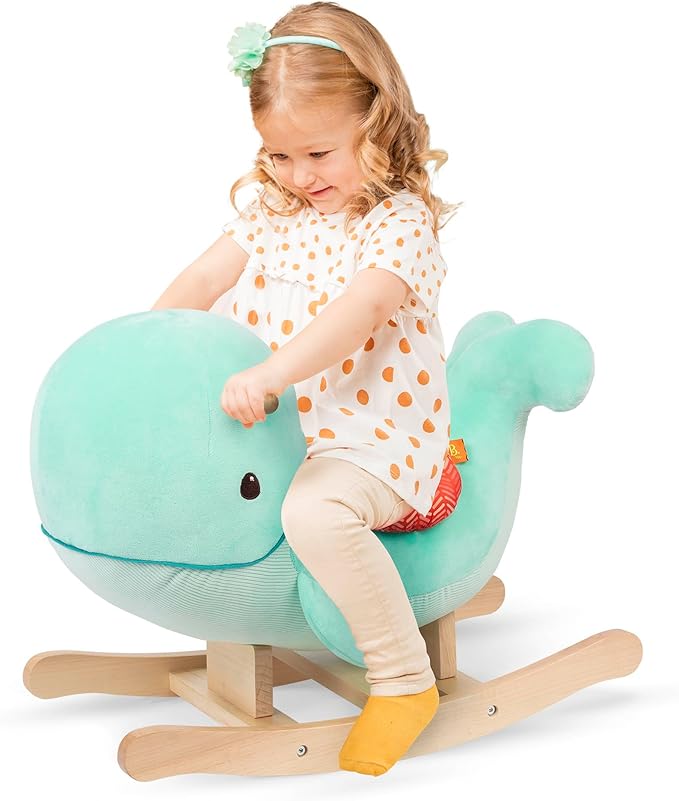 B. toys – Whale Rocker – Echo – Wooden Ride – On Rocking Toy for Toddlers – Classic & Durable Design – Active Play & Balance – 18+ Months – Adorable Whale Theme