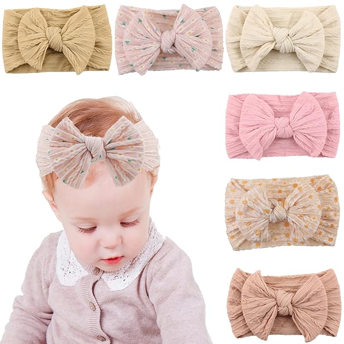 KIDOCHEESE Baby Girls Headbands with Bows Elastics Nylon Hair Bows Hairbands Hair Accessories for Newborn Infant Toddlers Kids