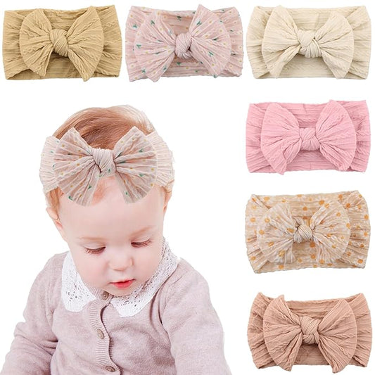 KIDOCHEESE Baby Girls Headbands with Bows Elastics Nylon Hair Bows Hairbands Hair Accessories for Newborn Infant Toddlers Kids